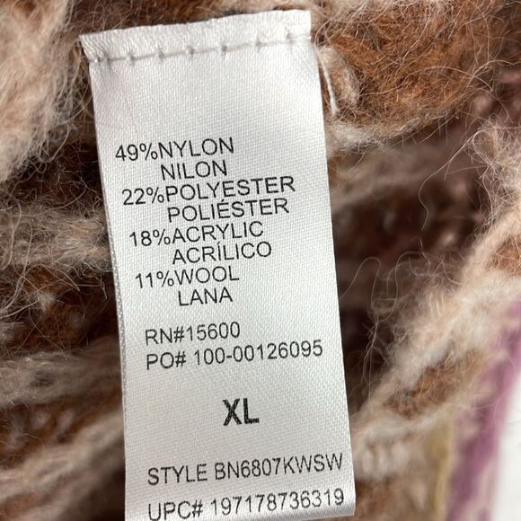 Democracy Chunky Knit V Neck Striped Relaxed Fit Sweater Pullover size XL - Picture 7 of 12